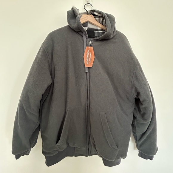Reversible Heavy Thick Flannel Plaid Jacket Sherpa Fleece Lined Hoodie Size: XL - Picture 7 of 9